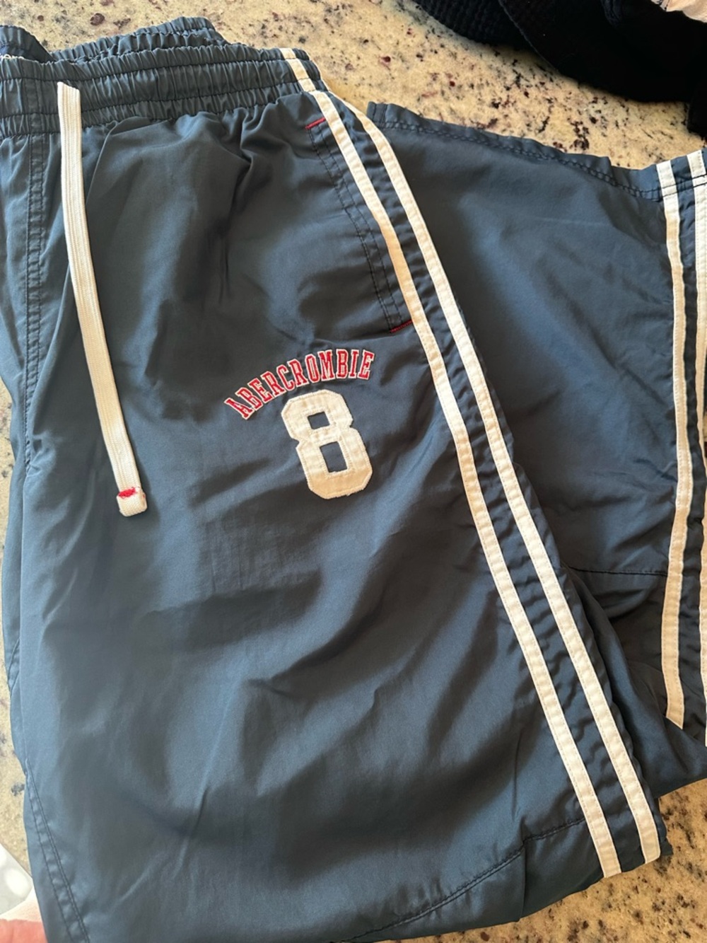 Abercrombie & Fitch Gray Athletic Swim Shorts with Red Mesh Lining